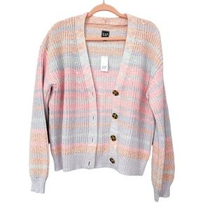 NWT Gap Rainbow Knit Cardigan Orange Pink Blue Purple Size Large